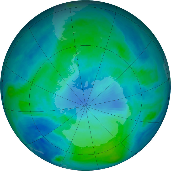 Antarctic ozone map for 08 February 1999